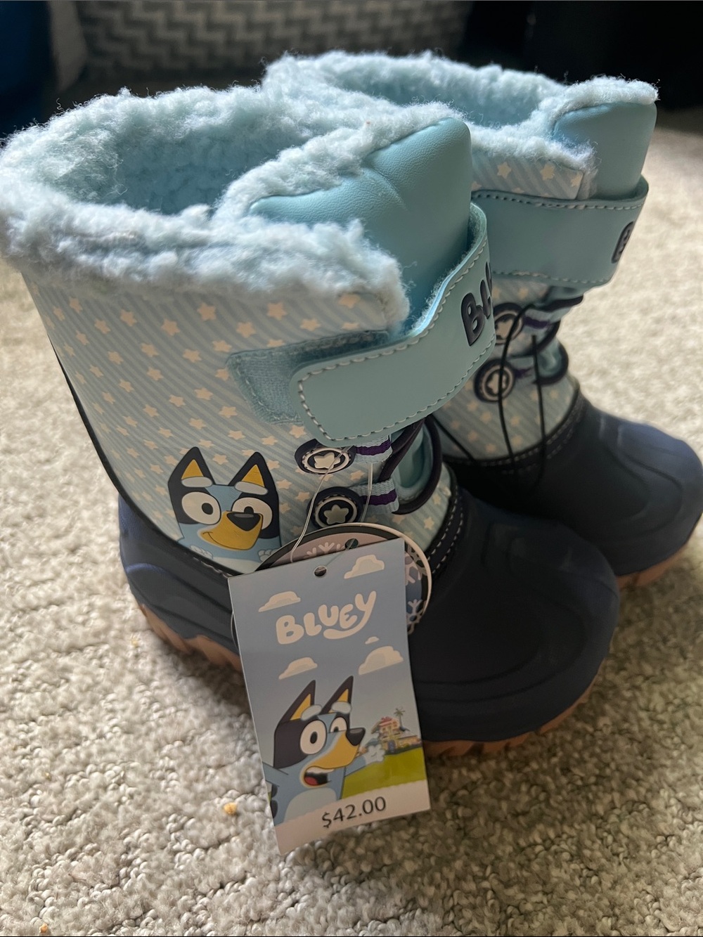 Bluey Kids' Light Blue Winter Boots with Fleece Lining